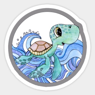 Blue sea turtle baby nursery kids gift Sticker